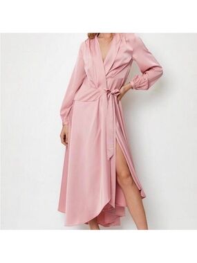 Nasty Gal Pink Wrap Silky Smooth Dress